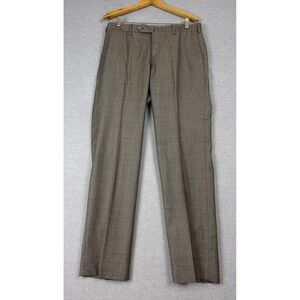 Incotex 1951 Mens Brown Super 100s Wool Sharkskin Dress Pants Italy Size 34